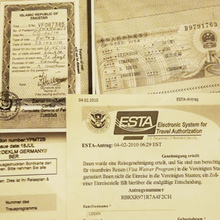 Some of the documents needed for the world trip
