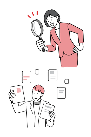 分析を行う女性と男性