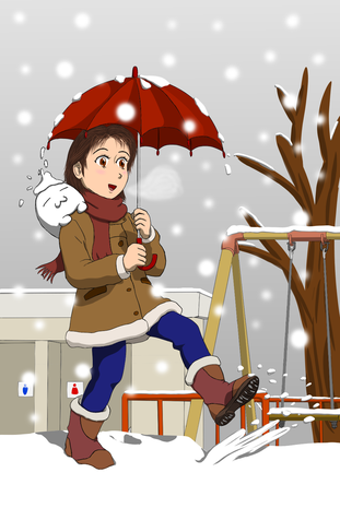 雪遊びイラスト