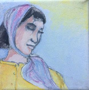 Miri 2, 10x10 cm, Acryl auf Leinwand. Sfr. 100.- 
