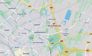 Google Maps afbeelding met locatie pinpoint Groene Dak