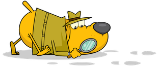Kommissarin Nutzenscore Minimess Methode dargestellt durch einen Comic-Hund mit Lupe