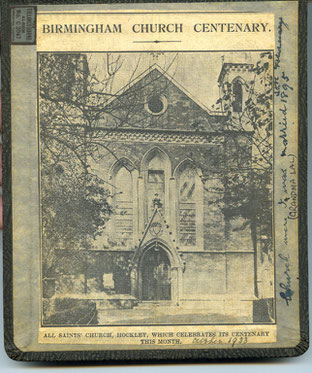 All Saints Church Centenary booklet 1933. Image from the Hibbitt Family website and used with the kind permission of Annie Barnes. See Acknowledgements.