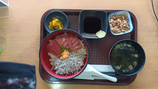 P-02　往路昼食　渚の交流館　2色丼