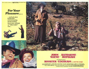 During filming of "Rooster Cogburn" in Bend, Oregon, the cast and crew stayed in the town named Sunriver. 