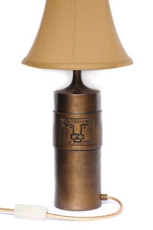 Stig Blomberg Löwen midcentury Tischleuchte, lamp, Bronze