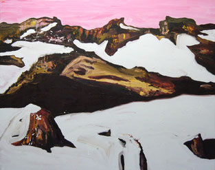 Berglandschaft, Schnee, 2013, Öl auf Leinwand, 150 x 190 cm