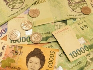 韓国の硬貨と紙幣