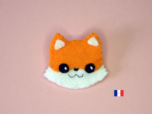 broche fantaisie feutrine, renard kawaii, fait main