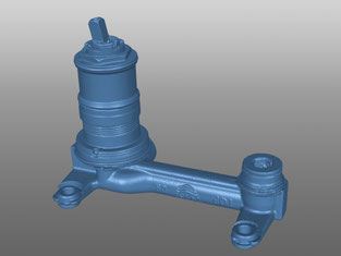 Ansicht einer 3D-gescannten Einhebelmischerarmatur nach Erzeugung des Meshfiles als STL-Datei