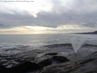 Wasser Fontaine am Muriwai beach