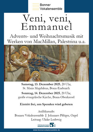Veni, veni, Emmanuel - Plakat zu den Weihnachtskonzerten des Bonner Vokalensembles