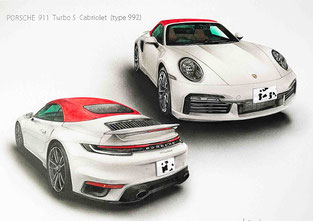 ポルシェ911ターボS カブリオレのイラスト絵