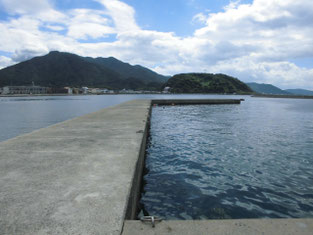 吉見　水産大学校前の波止　永田川河口部