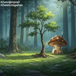 Der Zwerg pflanzt in seinem neuen Heim den Lebensbaum. Erstellt mit ChatGPT