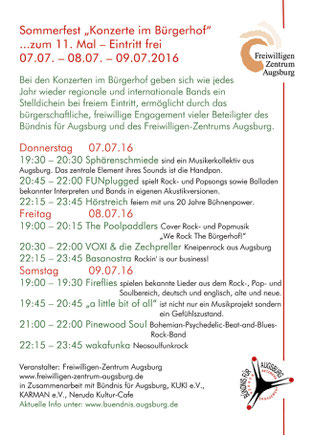 Konzerte im Bürgerhof 2016 Sommerfest 07.07., 08.07. und 09.07.2016