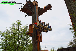 Doppelter Donnerbalken Bear Bartholet Tilting Free Fall Tower Erlebnispark Tripsdrill Cleebronn Baden Württemberg Freizeitpark Themepark Wildpark Attraktionen Fahrgeschäfte Park Plan Parkplan Map Guide Anfahrt Adresse Achterbahn 