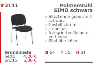 3111 - Polsterstuhl Simo schwarz Jansen Event Mietmöbel