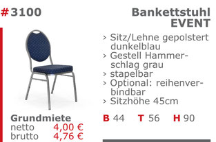 3100 - Bankettstuhl Event Jansen Event Mietmöbel