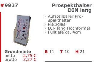 9937 - Prospekthalter DIN lang Jansen Event Mietmöbel