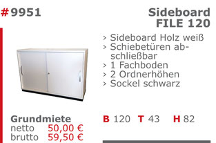 9951 - Sideboard File 120 Jansen Event Mietmöbel