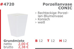 4720 - Porzellanvase Conic Jansen Event Mietmöbel