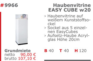 9966 - Haubenvitrine EasyCube w20 Jansen Event Mietmöbel