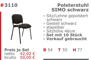 3110-Gebrauchte Polsterstuhl schwarz Verkauf Set Mietmöbel Jansen Event