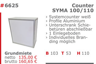 6625 - Counter Syma 100/110 weiß Jansen Event Mietmöbel