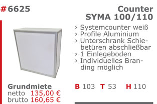 6625 - Counter Syma 100/110 weiß Jansen Event Mietmöbel