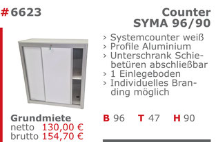 6623 - Counter Syma 96/90 weiß Jansen Event Mietmöbel