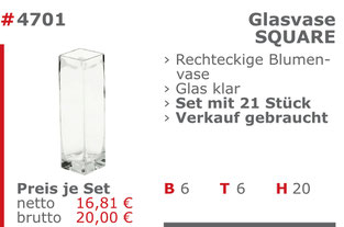 4701-Gebrauchte Glasvase Verkauf Mietmöbel Jansen Event