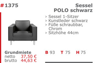 1375 - Sessel Polo schwarz Jansen Event Mietmöbel