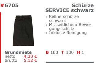 6705 - Schürze Service schwarz Jansen Event Mietmöbel