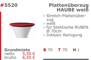 5520 - Plattenüberzug Haube Stretch weiß Jansen Event Mietmöbel