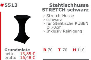 5513 - Stehtischhusse Stretch schwarz Jansen Event Mietmöbel