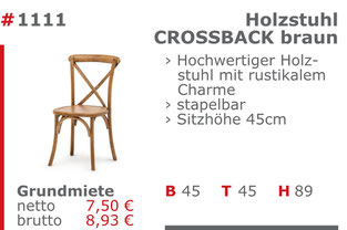 1111 - Holzstuhl Crossback Jansen Event Mietmöbel