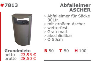 7813 - Abfalleimer Ascher Jansen Event Mietmöbel