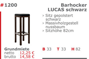 1200 - Barhocker Lucas schwarz Jansen Event Mietmöbel