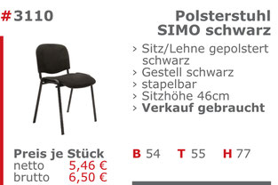 3110-Gebrauchte Polsterstuhl schwarz Verkauf Mietmöbel Jansen Event