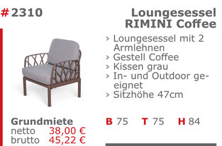 2310 - Loungesessel Rimini Coffee Jansen Event Mietmöbel