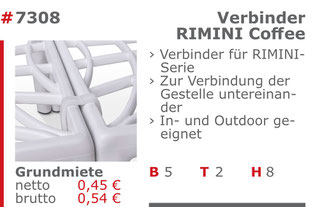 7308 - Verbinder Rimini Coffee Jansen Event Mietmöbel