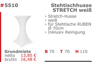 5510 - Stehtischhusse Stretch weiß Jansen Event Mietmöbel