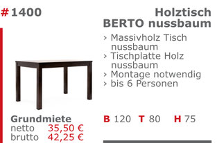 1400 - Holztisch Berto nussbaum Jansen Event Mietmöbel