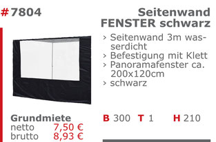 7804 - Seitenwand Fenster schwarz Jansen Event Mietmöbel