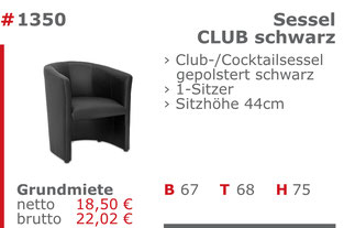 1350 - Sessel Club schwarz Jansen Event Mietmöbel
