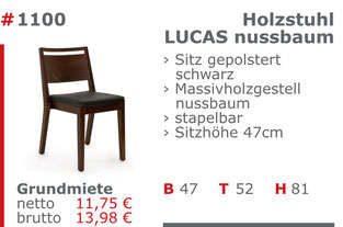 1100 - Holzstuhl Lucas nussbaum Jansen Event Mietmöbel