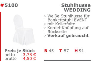 5100-Gebrauchte Stuhlhusse Wedding Verkauf Mietmöbel Jansen Event