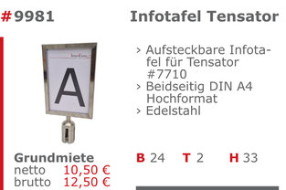 9981 - Infotafel Tensator Jansen Event Mietmöbel