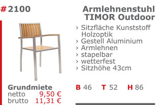 2100 - Armlehnenstuhl Timor Outdoor Jansen Event Mietmöbel